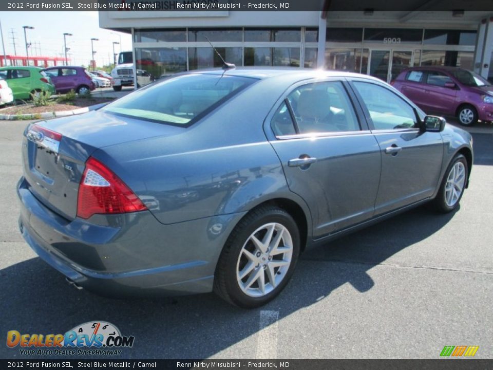 2012 Ford Fusion SEL Steel Blue Metallic / Camel Photo #8