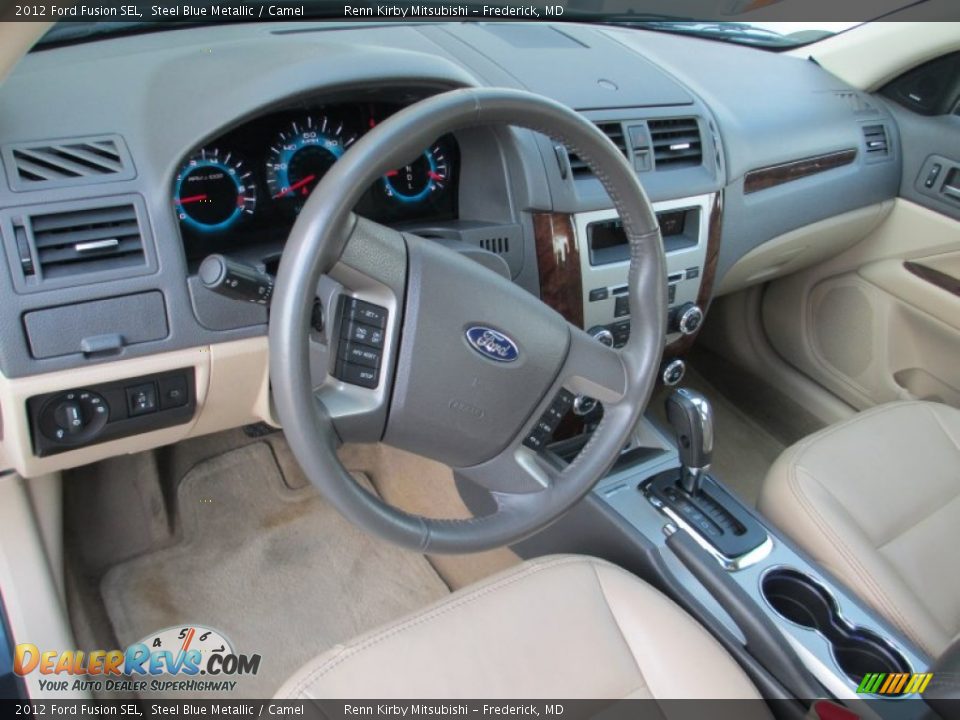 2012 Ford Fusion SEL Steel Blue Metallic / Camel Photo #14