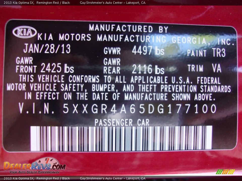 2013 Kia Optima SX Remington Red / Black Photo #26