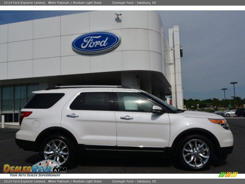 2014 Ford Explorer Limited White Platinum / Medium Light Stone Photo #2