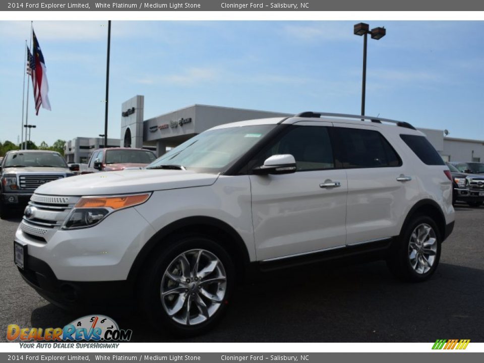 2014 Ford Explorer Limited White Platinum / Medium Light Stone Photo #3