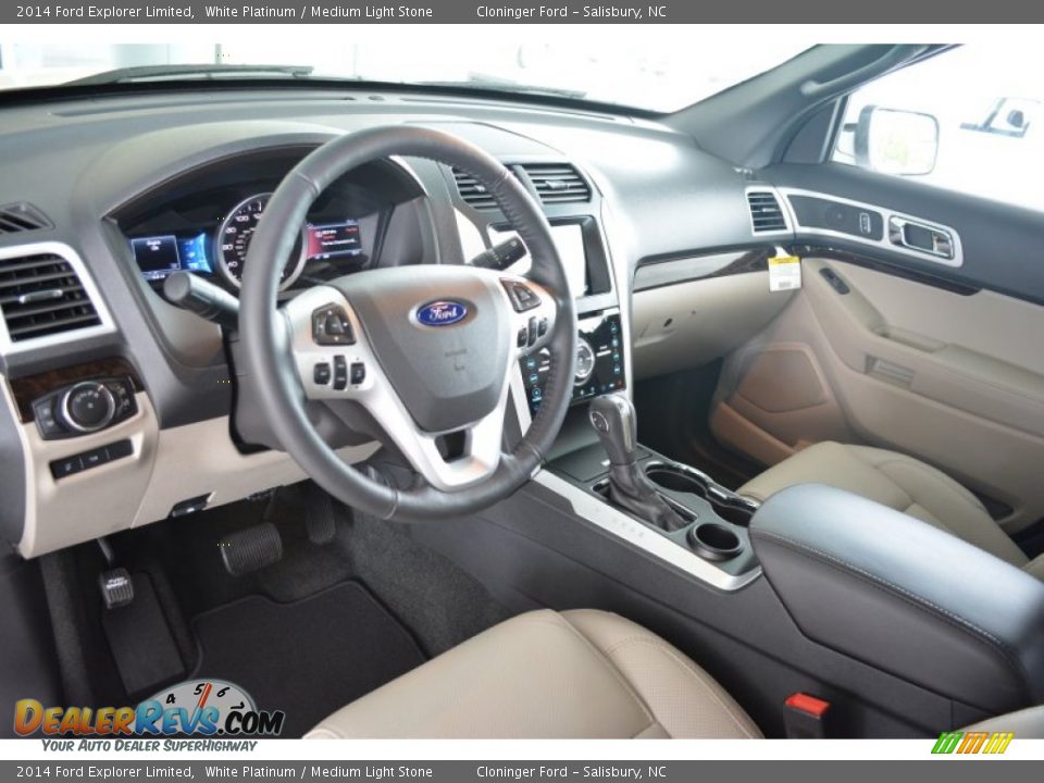 2014 Ford Explorer Limited White Platinum / Medium Light Stone Photo #7