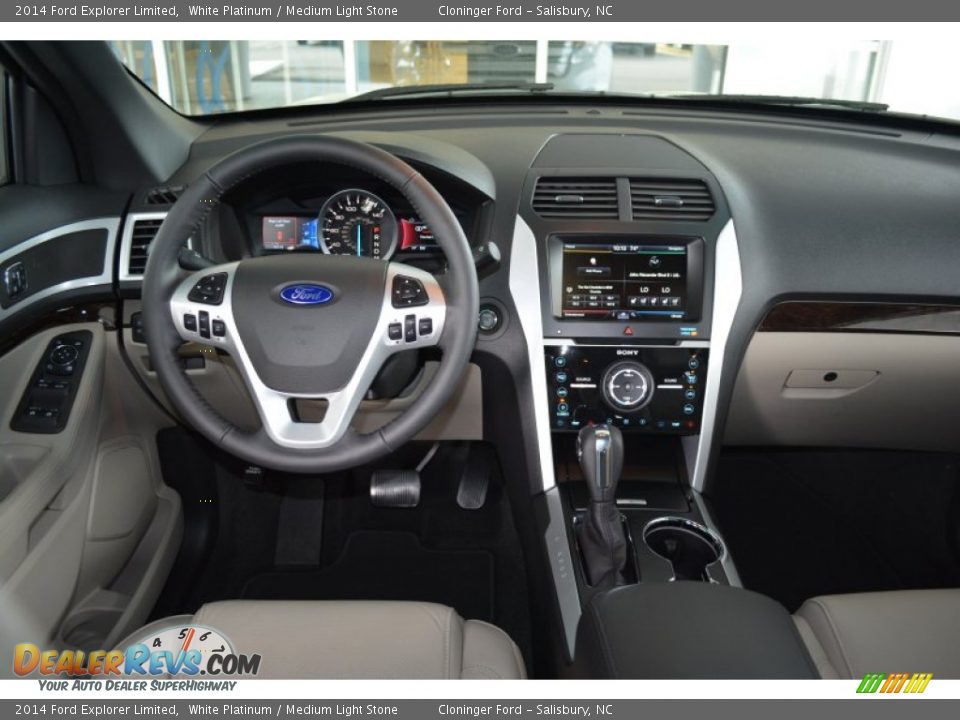 2014 Ford Explorer Limited White Platinum / Medium Light Stone Photo #14