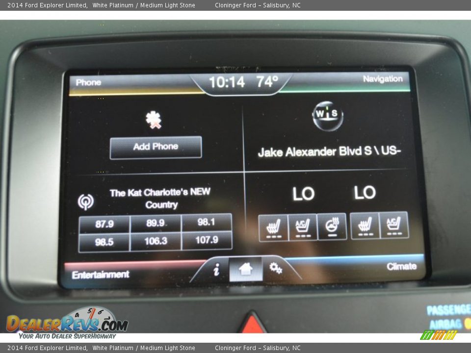 2014 Ford Explorer Limited White Platinum / Medium Light Stone Photo #15