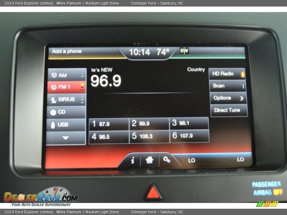 2014 Ford Explorer Limited White Platinum / Medium Light Stone Photo #16