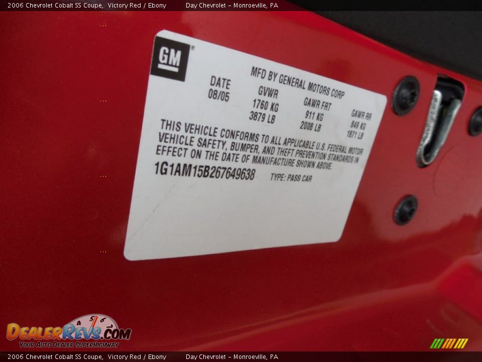 2006 Chevrolet Cobalt SS Coupe Victory Red / Ebony Photo #19
