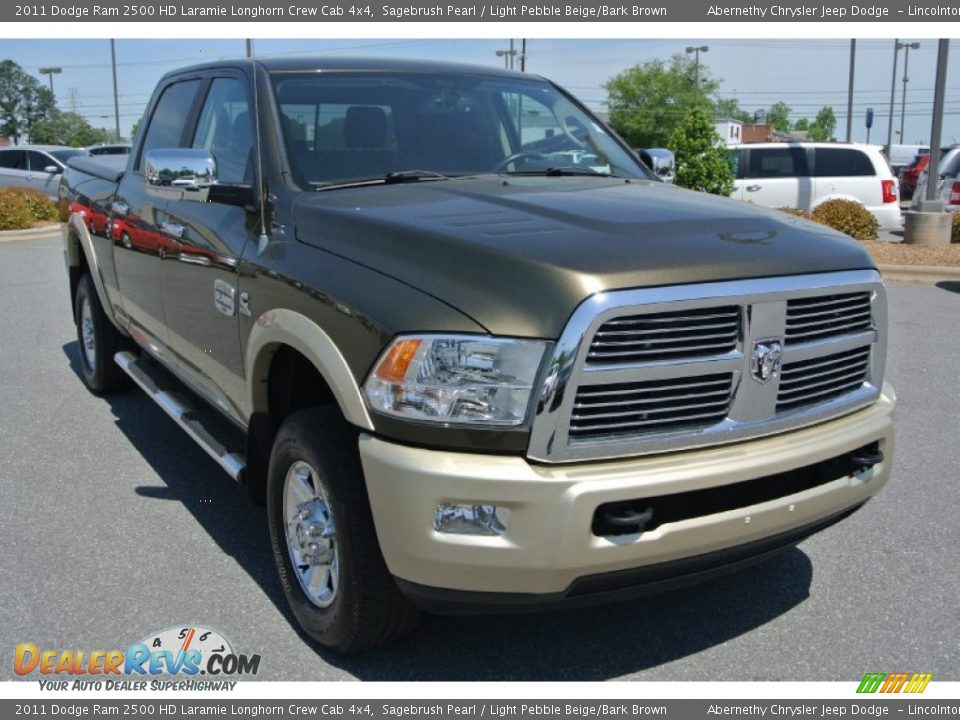 2011 Dodge Ram 2500 HD Laramie Longhorn Crew Cab 4x4 Sagebrush Pearl / Light Pebble Beige/Bark Brown Photo #2