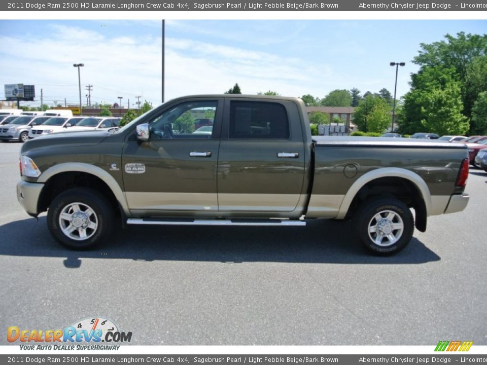 2011 Dodge Ram 2500 HD Laramie Longhorn Crew Cab 4x4 Sagebrush Pearl / Light Pebble Beige/Bark Brown Photo #3