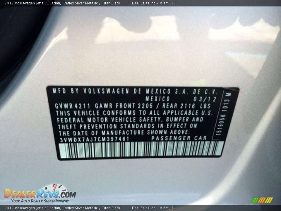 2012 Volkswagen Jetta SE Sedan Reflex Silver Metallic / Titan Black Photo #14