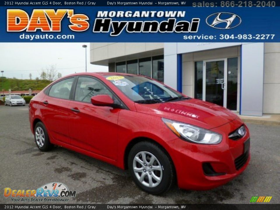 2012 Hyundai Accent GLS 4 Door Boston Red / Gray Photo #1