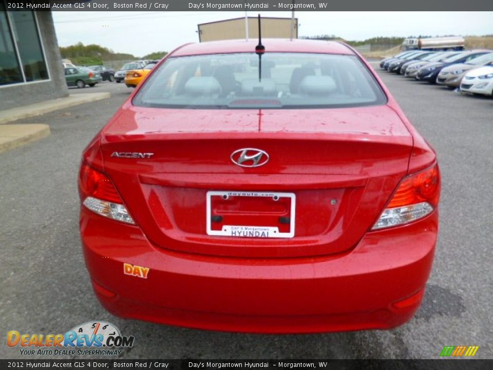 2012 Hyundai Accent GLS 4 Door Boston Red / Gray Photo #6