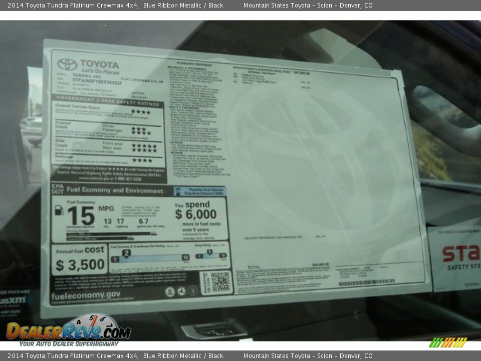 2014 Toyota Tundra Platinum Crewmax 4x4 Blue Ribbon Metallic / Black Photo #12