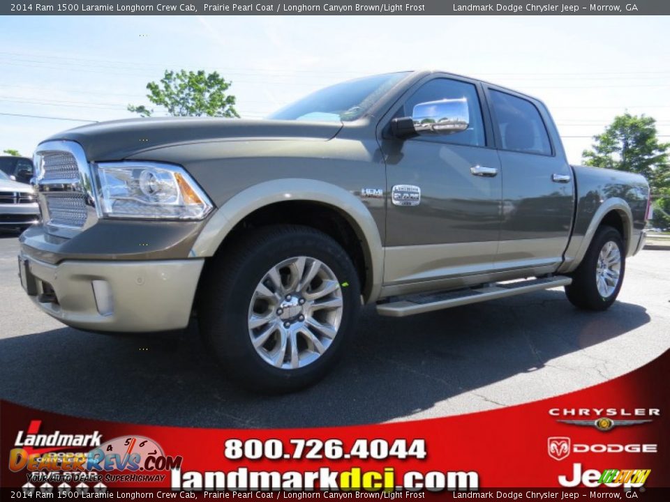 2014 Ram 1500 Laramie Longhorn Crew Cab Prairie Pearl Coat / Longhorn Canyon Brown/Light Frost Photo #1
