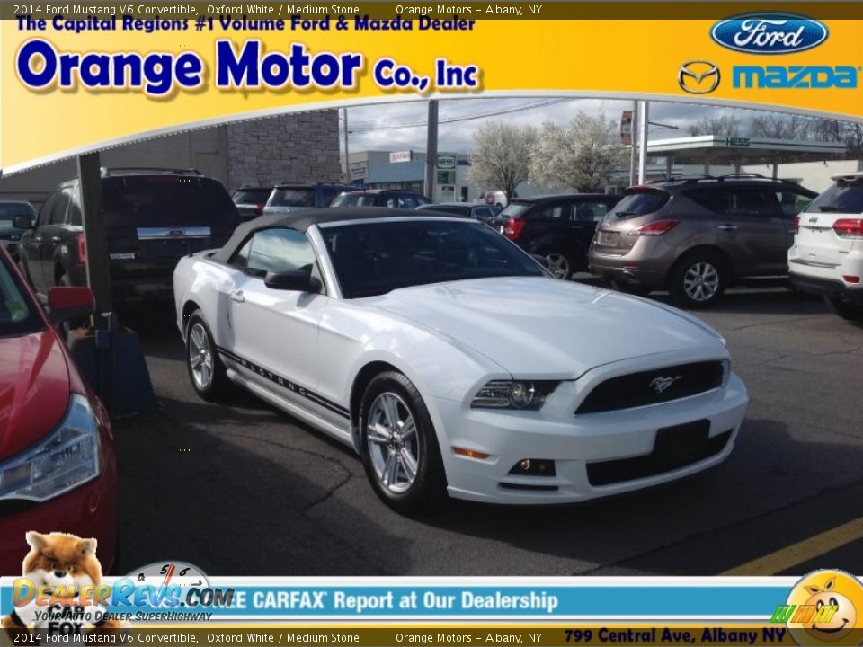 2014 Ford Mustang V6 Convertible Oxford White / Medium Stone Photo #1