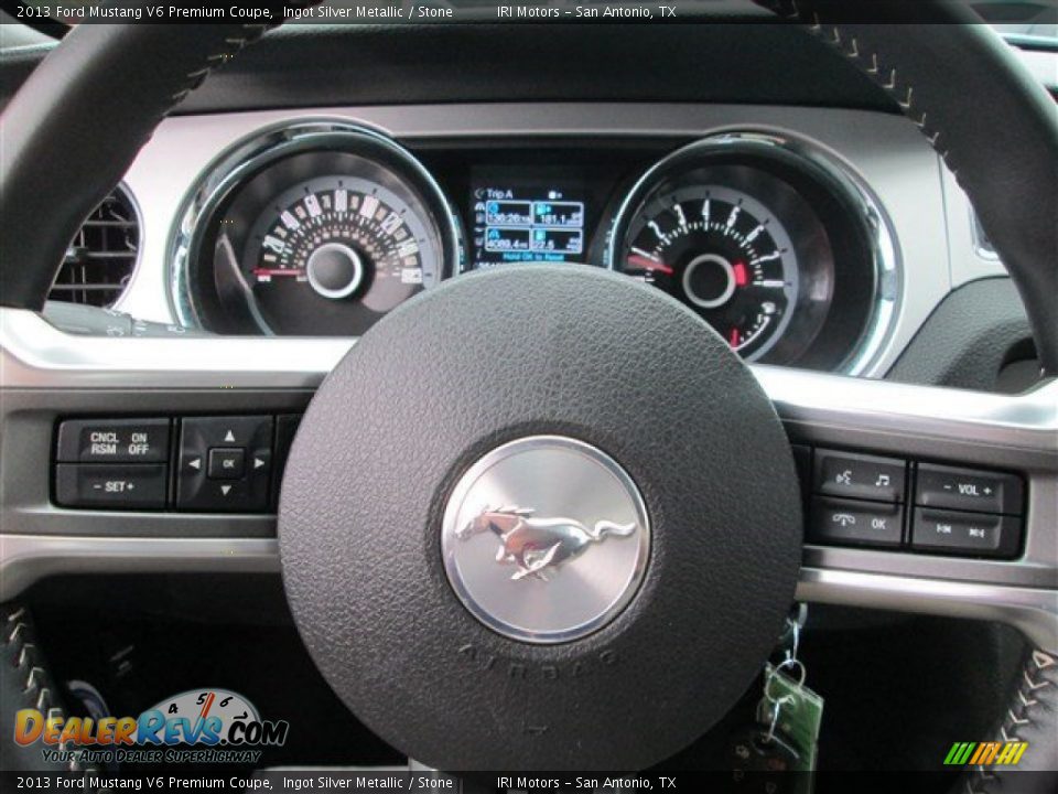 2013 Ford Mustang V6 Premium Coupe Ingot Silver Metallic / Stone Photo #17