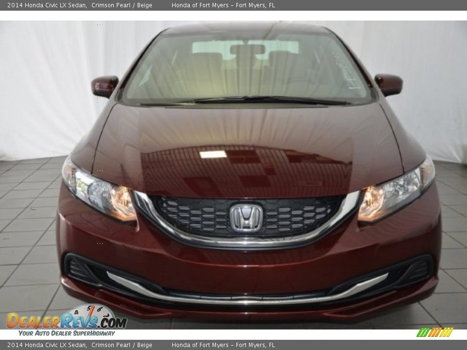 2014 Honda Civic LX Sedan Crimson Pearl / Beige Photo #2