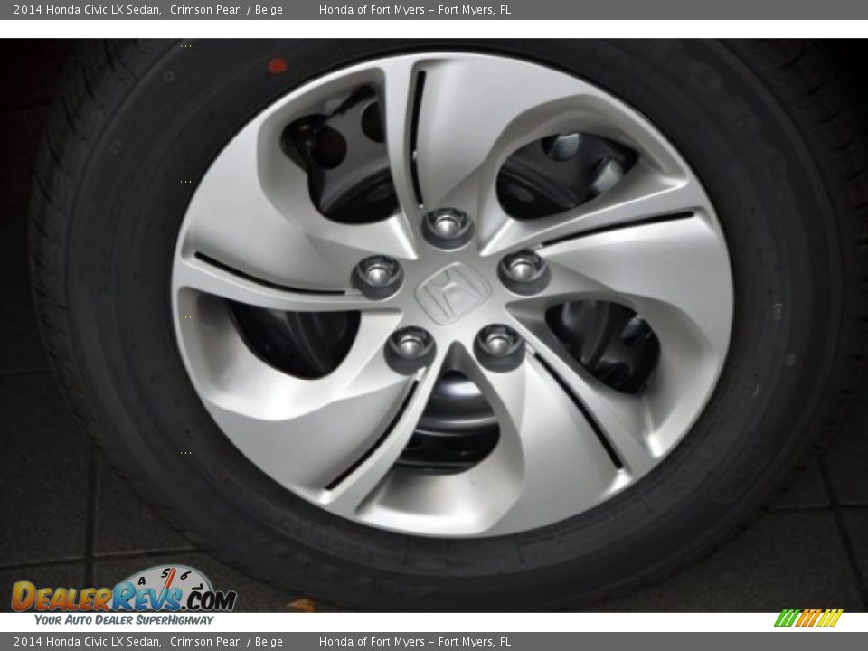2014 Honda Civic LX Sedan Crimson Pearl / Beige Photo #3