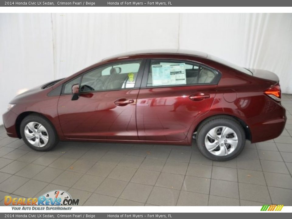 2014 Honda Civic LX Sedan Crimson Pearl / Beige Photo #4