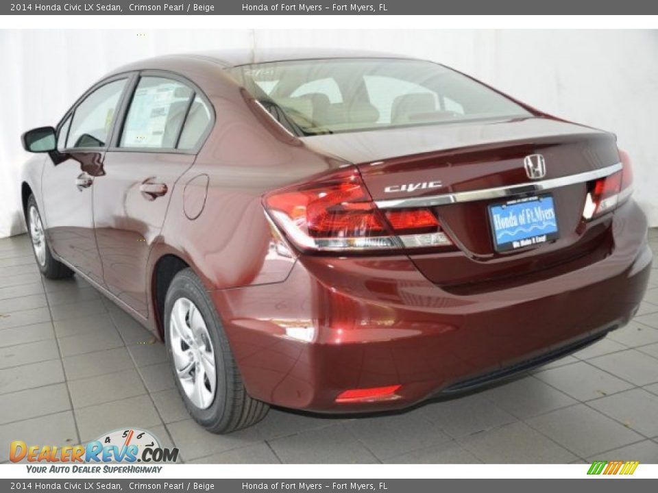 2014 Honda Civic LX Sedan Crimson Pearl / Beige Photo #5