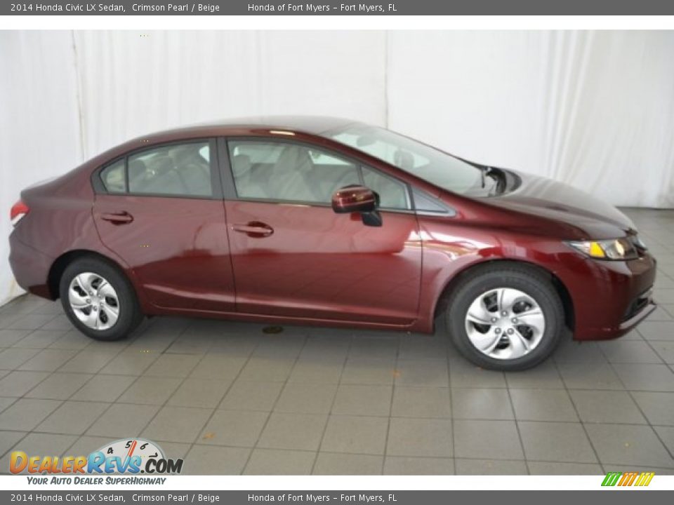 2014 Honda Civic LX Sedan Crimson Pearl / Beige Photo #7