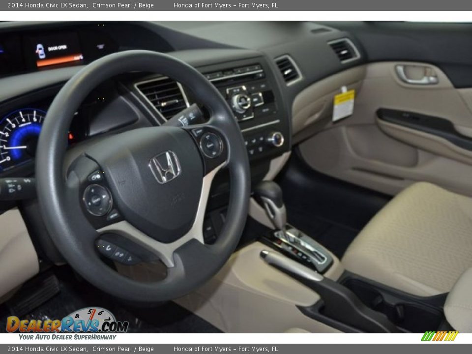 2014 Honda Civic LX Sedan Crimson Pearl / Beige Photo #9