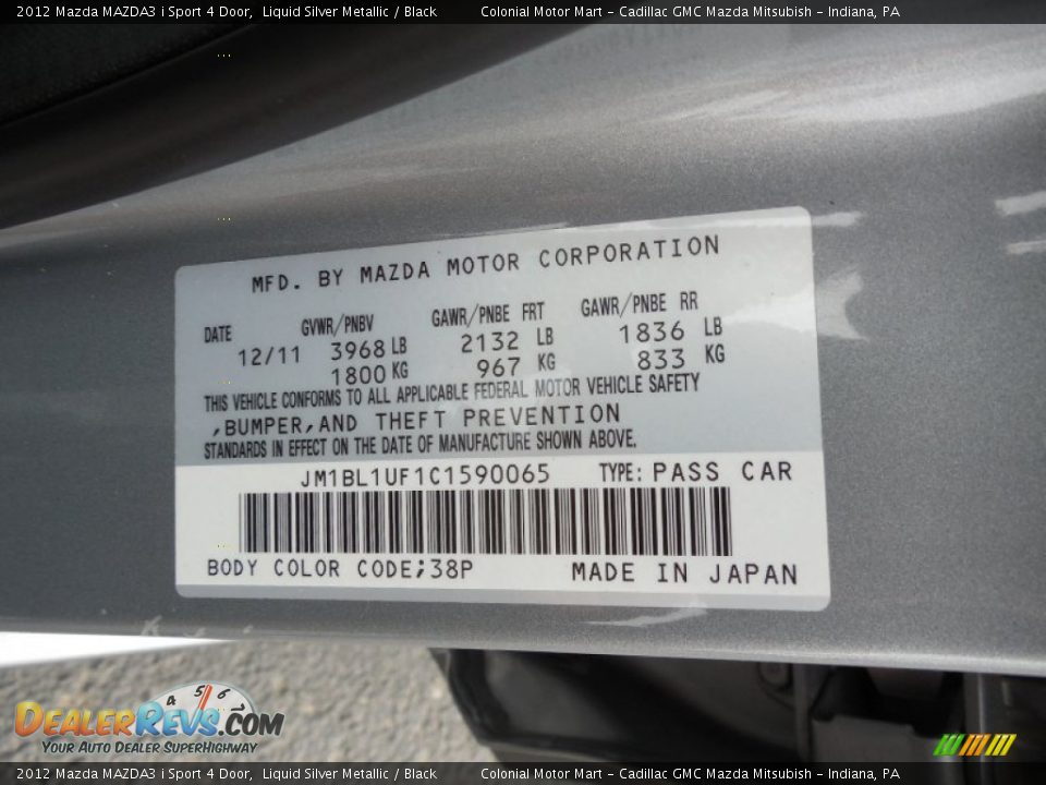 2012 Mazda MAZDA3 i Sport 4 Door Liquid Silver Metallic / Black Photo #19
