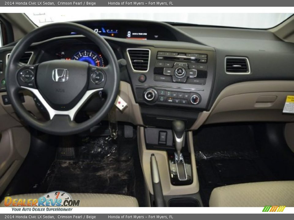 2014 Honda Civic LX Sedan Crimson Pearl / Beige Photo #11