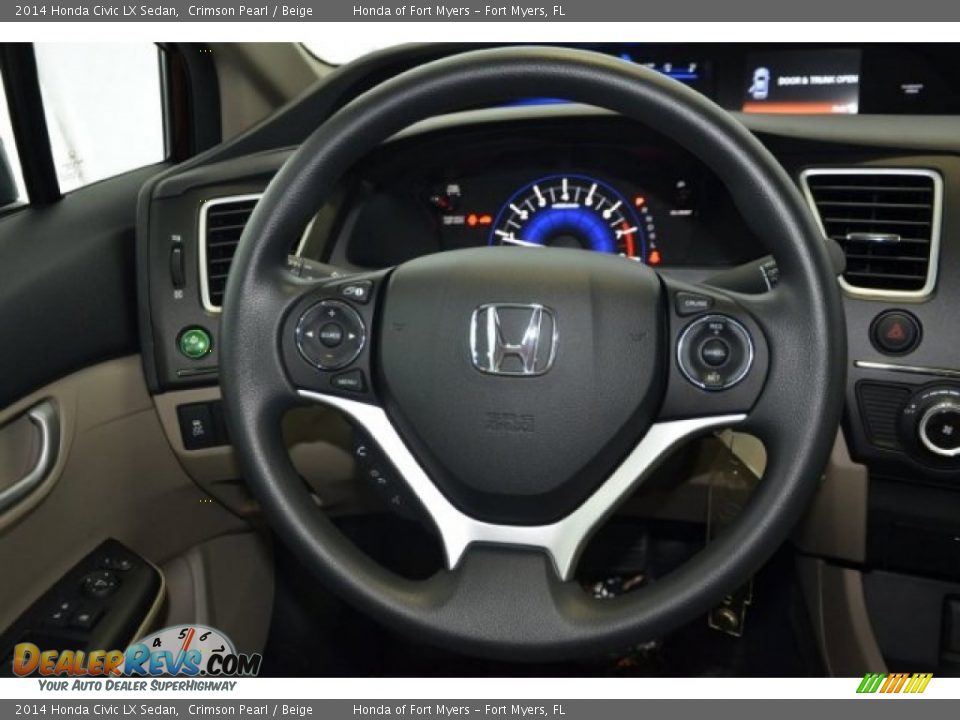 2014 Honda Civic LX Sedan Crimson Pearl / Beige Photo #12