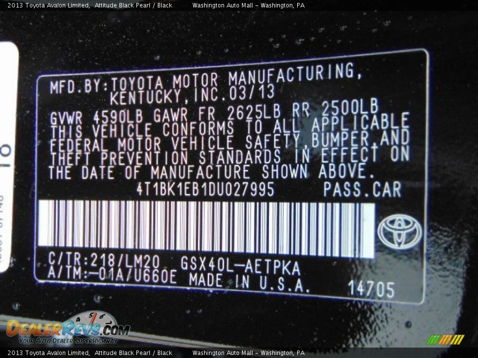 2013 Toyota Avalon Limited Attitude Black Pearl / Black Photo #19