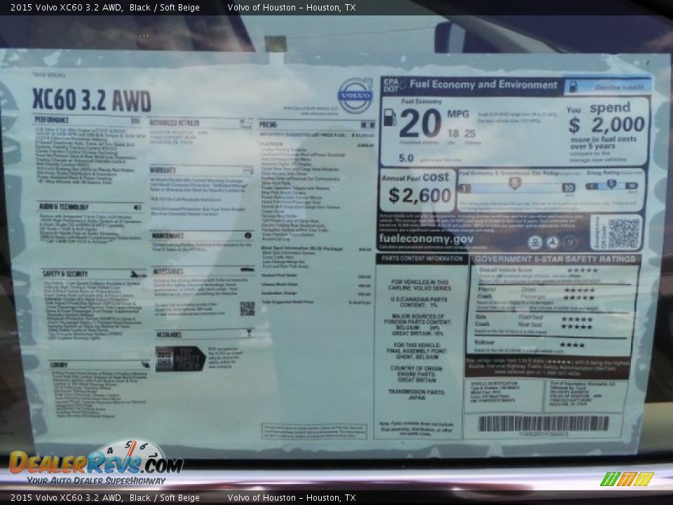 2015 Volvo XC60 3.2 AWD Black / Soft Beige Photo #30