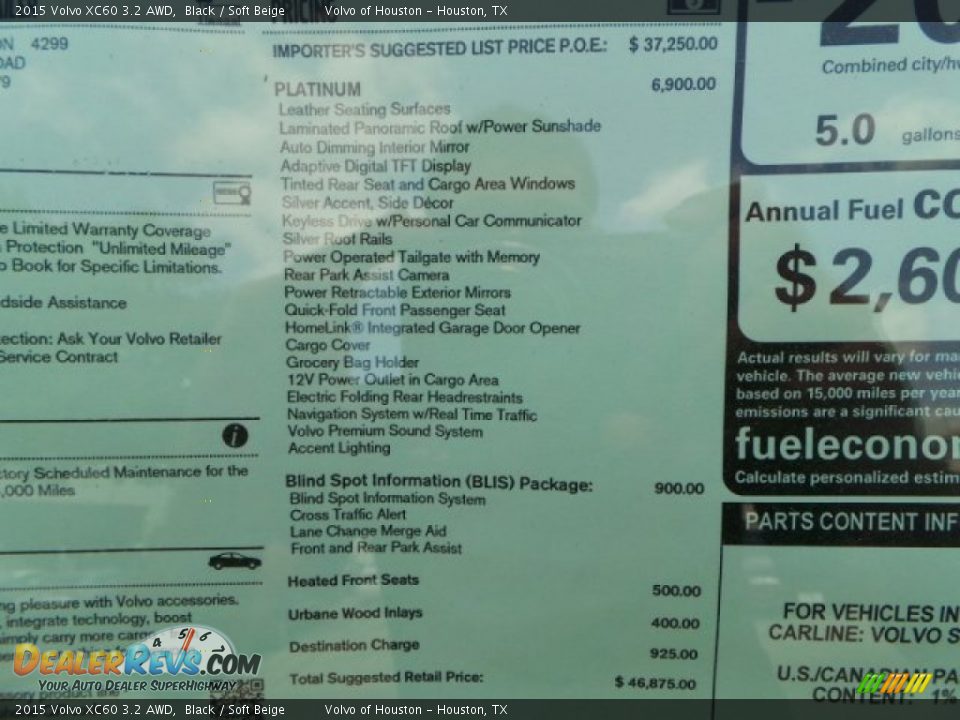 2015 Volvo XC60 3.2 AWD Black / Soft Beige Photo #31