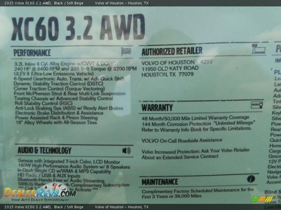 2015 Volvo XC60 3.2 AWD Black / Soft Beige Photo #32