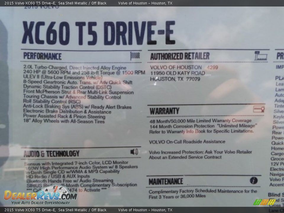 2015 Volvo XC60 T5 Drive-E Sea Shell Metallic / Off Black Photo #32