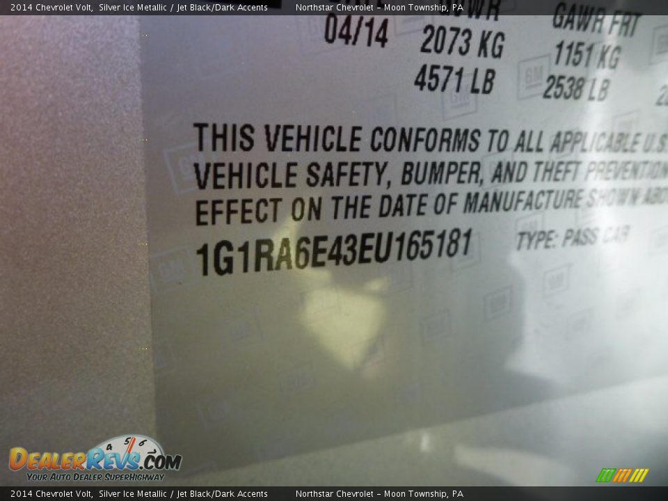 2014 Chevrolet Volt Silver Ice Metallic / Jet Black/Dark Accents Photo #14