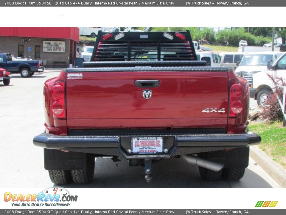 2008 Dodge Ram 3500 SLT Quad Cab 4x4 Dually Inferno Red Crystal Pearl / Medium Slate Gray Photo #5