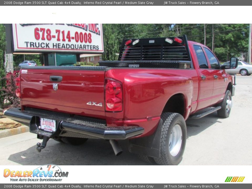 2008 Dodge Ram 3500 SLT Quad Cab 4x4 Dually Inferno Red Crystal Pearl / Medium Slate Gray Photo #6