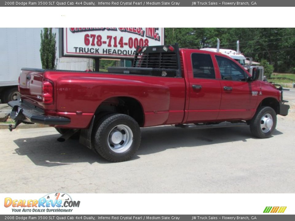 2008 Dodge Ram 3500 SLT Quad Cab 4x4 Dually Inferno Red Crystal Pearl / Medium Slate Gray Photo #7