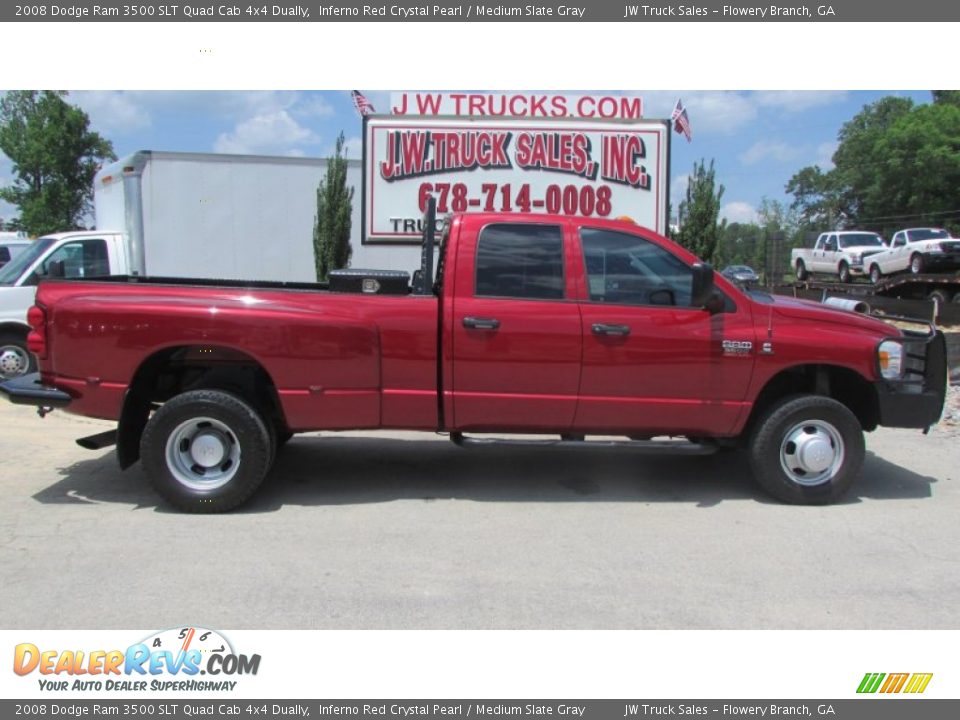 2008 Dodge Ram 3500 SLT Quad Cab 4x4 Dually Inferno Red Crystal Pearl / Medium Slate Gray Photo #8