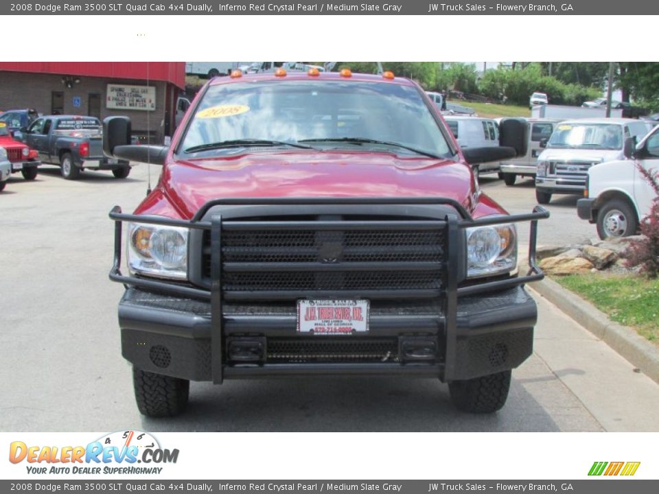 2008 Dodge Ram 3500 SLT Quad Cab 4x4 Dually Inferno Red Crystal Pearl / Medium Slate Gray Photo #10