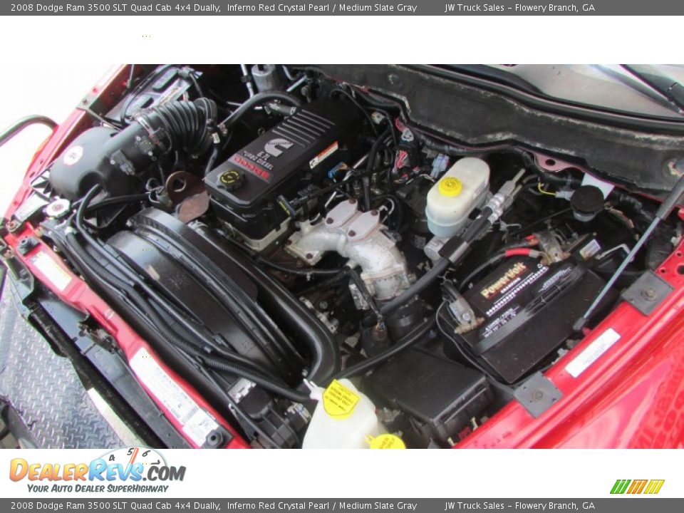 2008 Dodge Ram 3500 SLT Quad Cab 4x4 Dually Inferno Red Crystal Pearl / Medium Slate Gray Photo #13