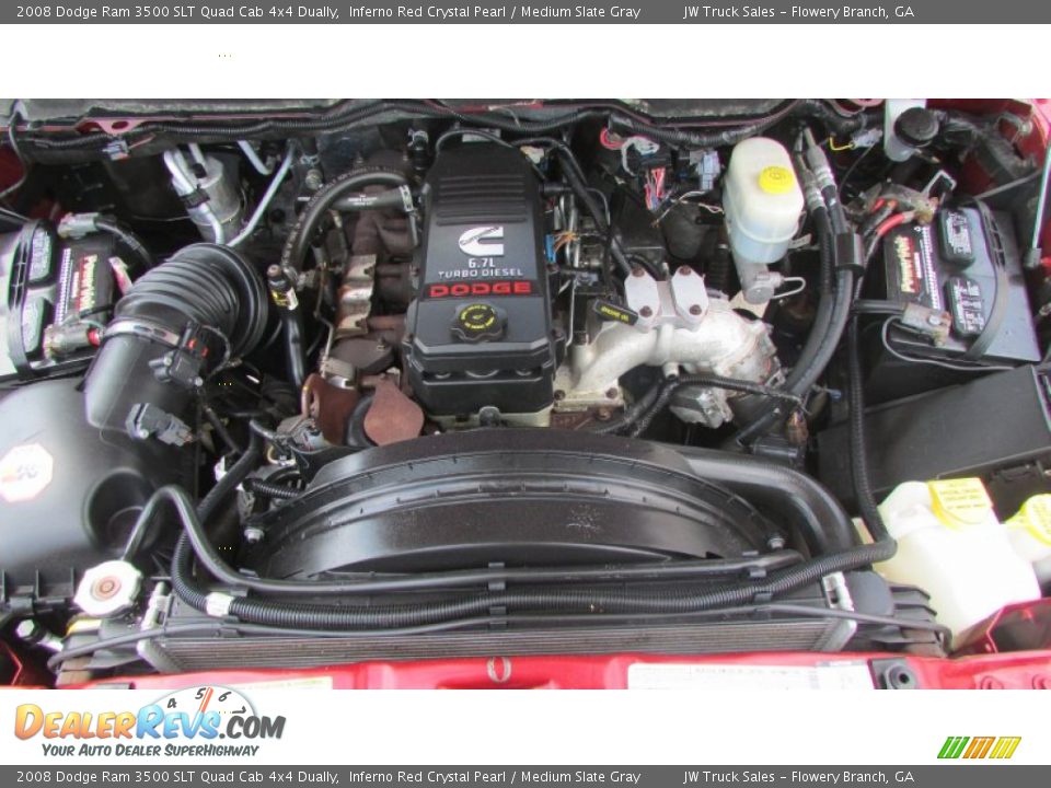 2008 Dodge Ram 3500 SLT Quad Cab 4x4 Dually Inferno Red Crystal Pearl / Medium Slate Gray Photo #14