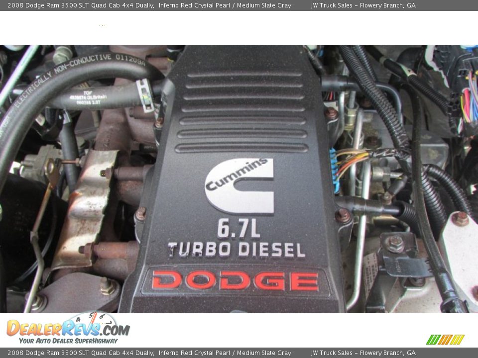 2008 Dodge Ram 3500 SLT Quad Cab 4x4 Dually Inferno Red Crystal Pearl / Medium Slate Gray Photo #15