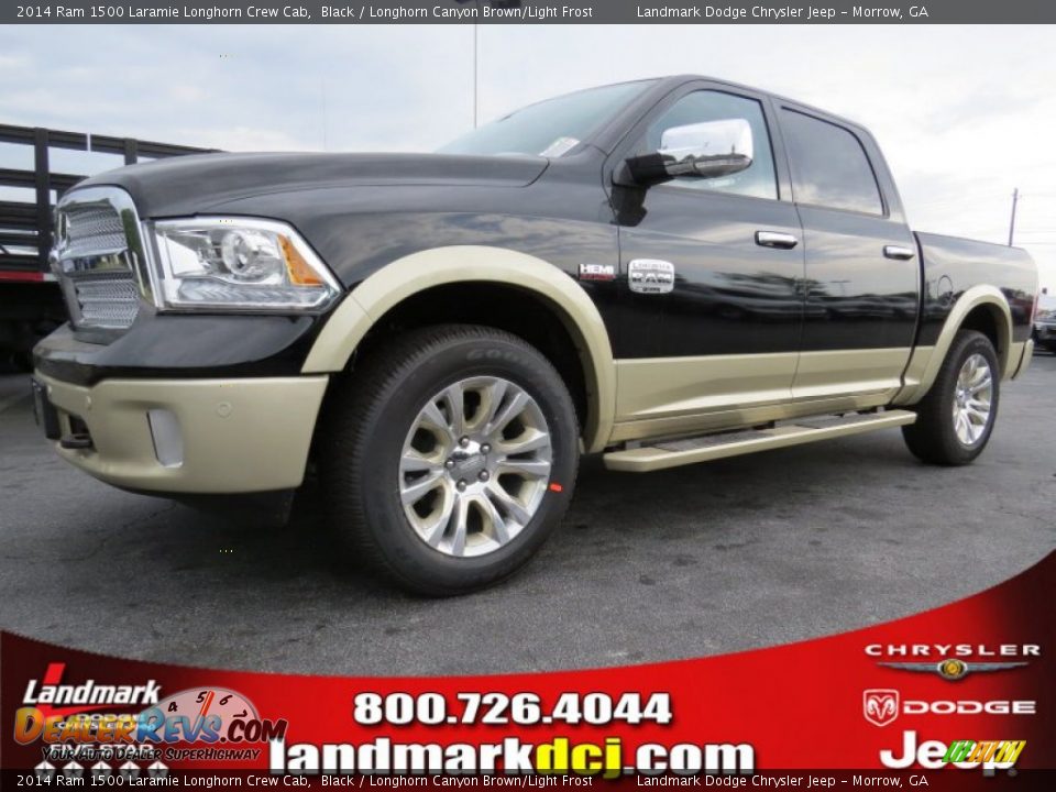 2014 Ram 1500 Laramie Longhorn Crew Cab Black / Longhorn Canyon Brown/Light Frost Photo #1
