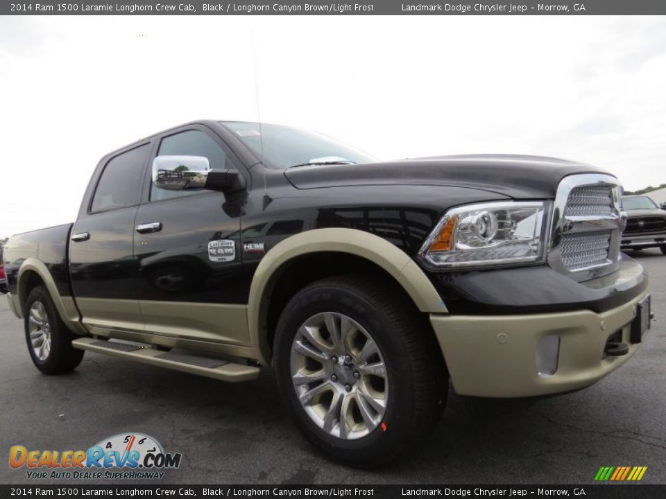 2014 Ram 1500 Laramie Longhorn Crew Cab Black / Longhorn Canyon Brown/Light Frost Photo #4
