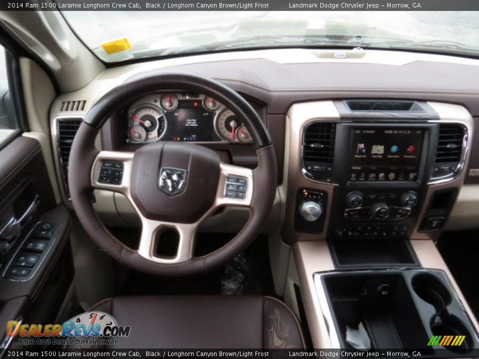 2014 Ram 1500 Laramie Longhorn Crew Cab Black / Longhorn Canyon Brown/Light Frost Photo #9