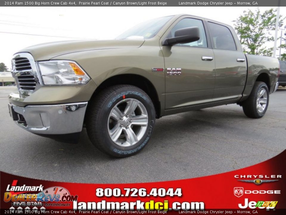 2014 Ram 1500 Big Horn Crew Cab 4x4 Prairie Pearl Coat / Canyon Brown/Light Frost Beige Photo #1