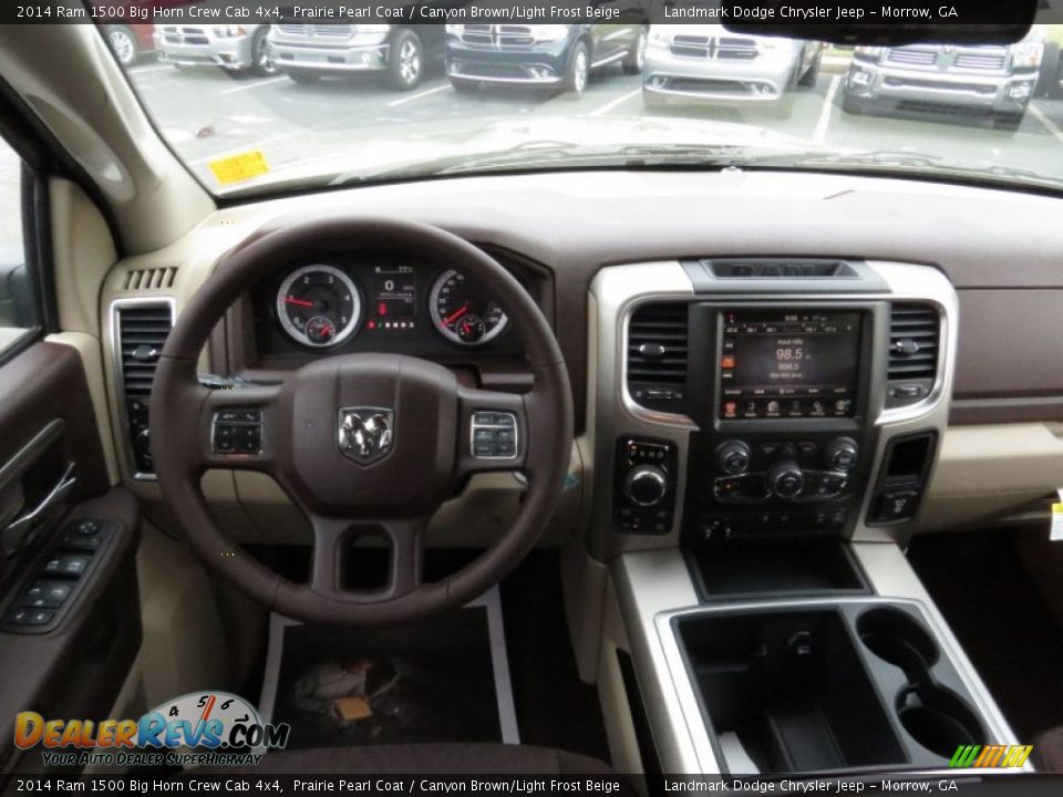 2014 Ram 1500 Big Horn Crew Cab 4x4 Prairie Pearl Coat / Canyon Brown/Light Frost Beige Photo #9