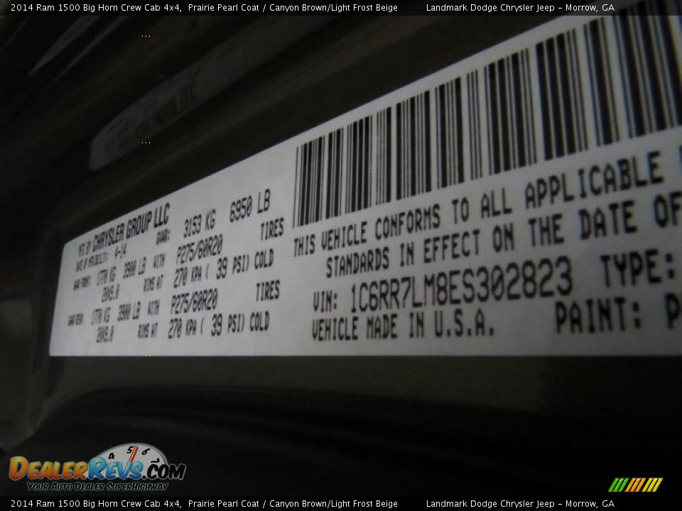 2014 Ram 1500 Big Horn Crew Cab 4x4 Prairie Pearl Coat / Canyon Brown/Light Frost Beige Photo #11
