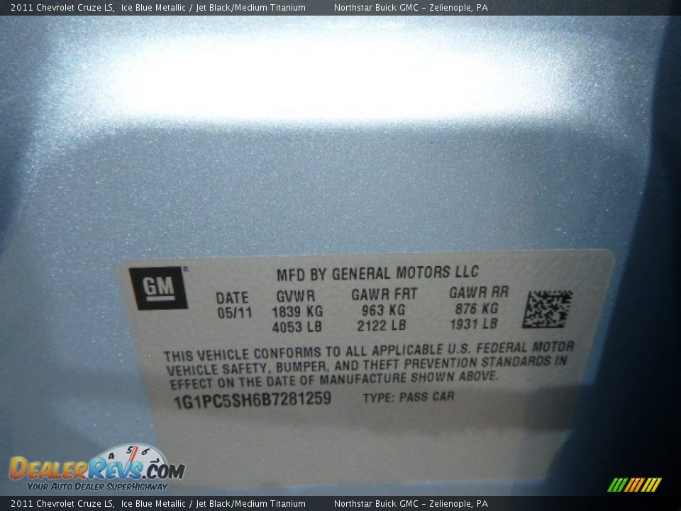 2011 Chevrolet Cruze LS Ice Blue Metallic / Jet Black/Medium Titanium Photo #20