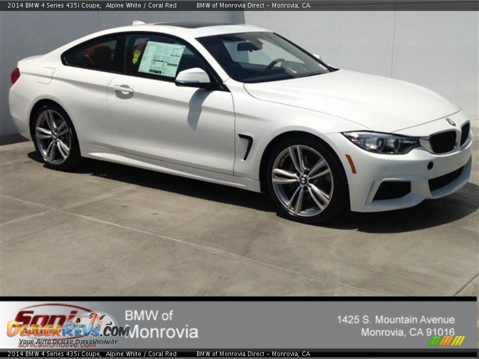 2014 BMW 4 Series 435i Coupe Alpine White / Coral Red Photo #1